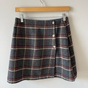 Y2K American Eagle Plaid Wool Mini Skirt